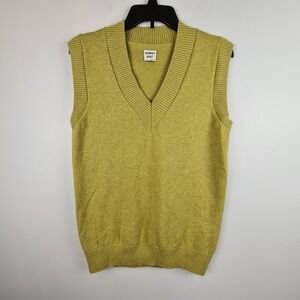 Sunday Best Women'd Green Sweater Vest XS Oversized V-Neck Academia‎ Preppy Work